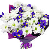 Bouquet of irises and chrysanthemums "Mood" - small picture 1