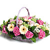 Basket with a pink rose and gerbera "Charm" - small picture 1