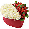 White roses in a box with strawberries - small picture 1