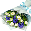 Bouquet of 3 hyacinths and white tulips - small picture 1