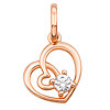 Golden pendant "Heart" with cubic zirconia - small picture 1