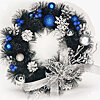 Wreath with decor and balls "Blue frost" - small picture 1