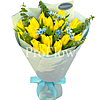 15 желтых тюльпанов с эвкалиптом - меленькое изображение 1