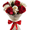 Букет з 9 троянд "Бордово-білий сюрприз" - маленьке зображення 1