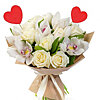 Букет білих троянд та орхідей "Ніжність з акцентом" - маленьке зображення 1