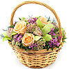 Basket with cream roses and orchid - small picture 1