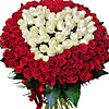 Букет з 101 червоної і білої троянди серцем - маленьке зображення 1