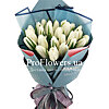 Bouquet of 25 snow-white tulips - small picture 1