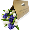 11 white tulips and 3 hyacinths in an envelope - small picture 1