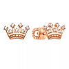 Gold studs "Crown" with cubic zirkonia - small picture 1
