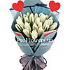 25 snow-white tulips with a topper "Declaration of love" - small picture 1