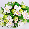 Bouquet with fruits and orchids "Paradise apple" - small picture 1