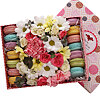 Box of chrysanthemums with macaroons "Sun" - small picture 1