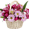 Basket with chrysanthemums and lilies - small picture 1