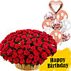 Basket of 501 red roses with balloons "Present" - small picture 1
