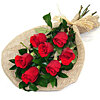 7 red roses in burlap - small picture 1