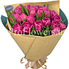 25 розовых тюльпанов в крафте - меленькое изображение 1
