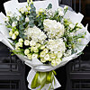 Bouquet of white hydrangeas and eustomas - small picture 1