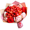 Букет із полуниці з квітами "Рубін" - маленьке зображення 1