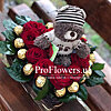 Bouquet of flowers and chocolates in the shape of heart - small picture 1