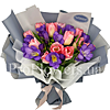11 розовых тюльпанов и фрезии - меленькое изображение 1