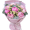 Bouquet with 9 peonies and tanacetum - small picture 1