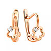 Gold earrings "Flowers" with cubic zirkonia - small picture 1