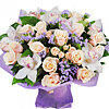 Light bouquet with bush roses and orchids - small picture 1