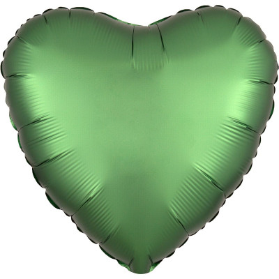Фольгована куля серце "Сатин Зелена"