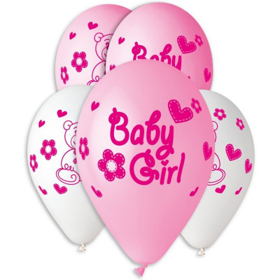 Latex balloons with "Baby Girl" pattern