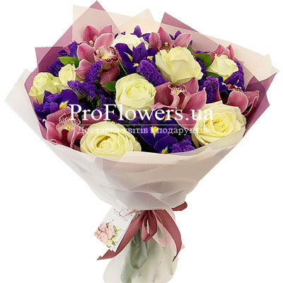 Букет з орхідей і троянд "Мелодія кохання"