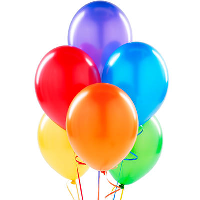 7 multi-colored balloons