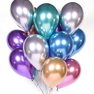 Set of 15 colorful chrome balloons