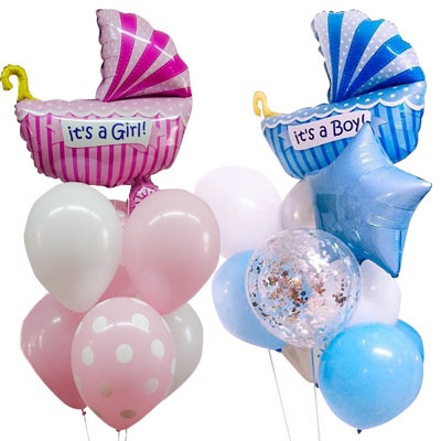 A set of balloons for discharge from the hospital