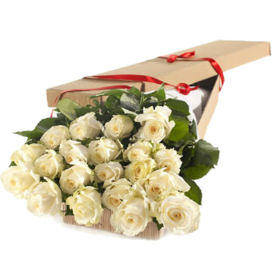 Цветы в коробке "19 белых роз"