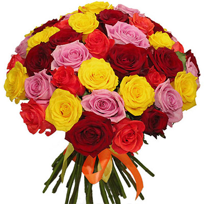 Букет разноцветных роз "Карнавал"