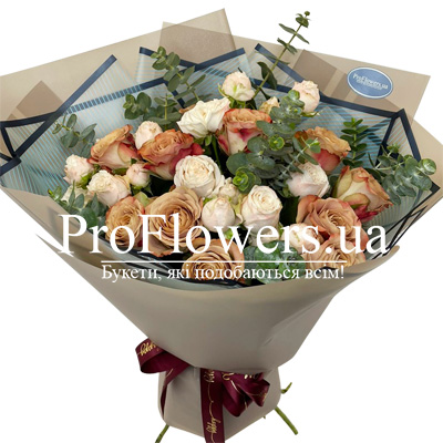 Bouquet of imported roses "Cappuccino"