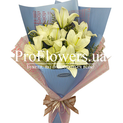 Bouquet of white lilies "Romance"