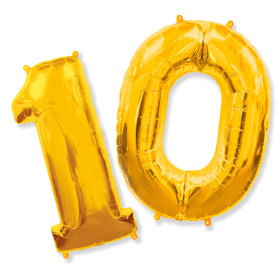 Фольгированные шары - цифра десять