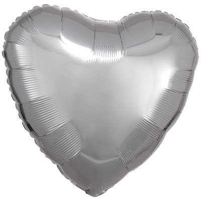 Фольгированный шар сердце "Металлик Silver"