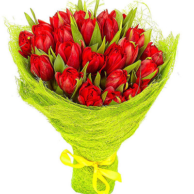 Букет "21 червоний тюльпан" - зображення 3