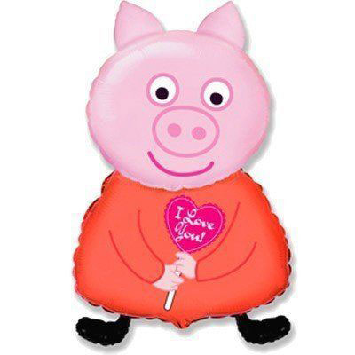 Balloon mini-figure "Pig with a heart ILY"