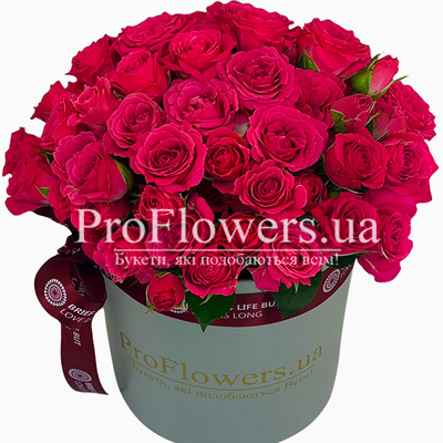 Коробка кустовых роз "Малиновое рандеву"