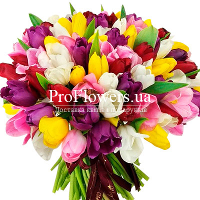 Букет "101 разноцветный тюльпан" - изображение 2