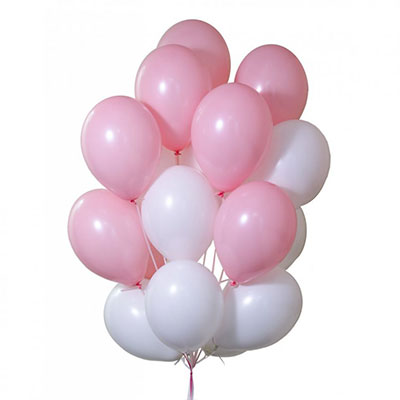 Bundle of 15 pink and white balloons