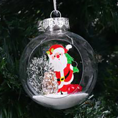 Прозора новорічна куля з Дідом Морозом