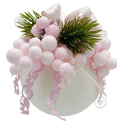 Новорічна куля з декором "Біло-рожевий"