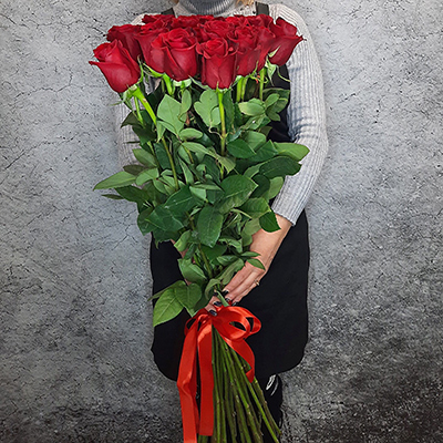 15 метровых красных роз "Фридом"