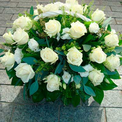 Basket of white roses