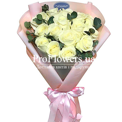 Букет білих троянд "Анжеліка"
